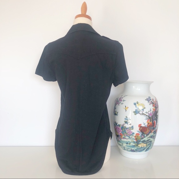 NWT Zara black denim short sleeve shirt sz S - Picture 9 of 11